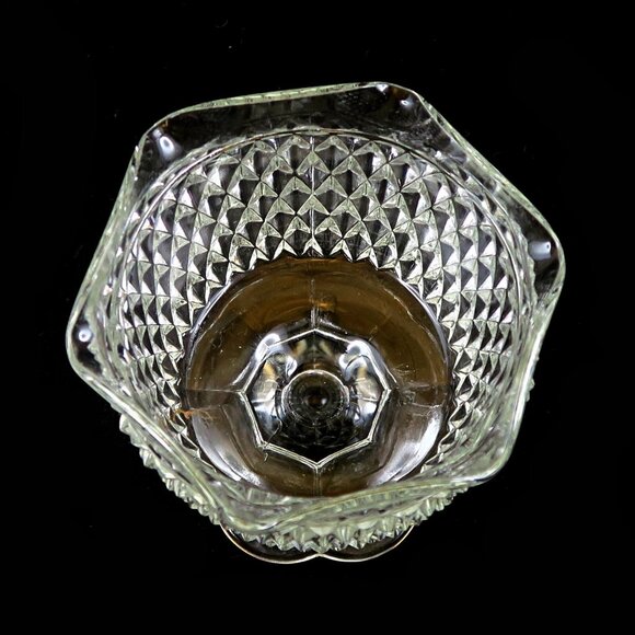 Indiana Glass Diamond Point Clear 4-inch Candle Bowl - Mid-Century Glassware - Picture 3 of 4